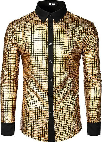 Performance Wear Sequined Casual Shirt Fashion Shiny Surface Lapel